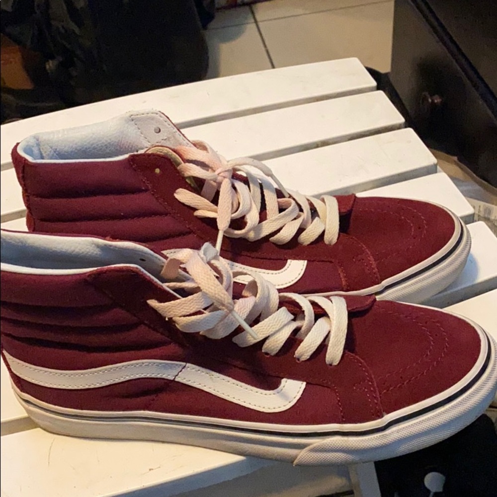 Burgundy high top vans